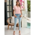 thumbnail image 4 of Chiclily Womens Summer Blouses Tops Light Pink Lightweight Short Sleeve V Neck Cardigan Button-Up Shirts with Pockets, Size Large, 4 of 7