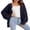 Navy, variant on QUALFORT 100% Cotton Cardigan Sweaters for Women, V Neck Button Down Chunky Knit Cozy Relaxed Fit Sweater Cardigan