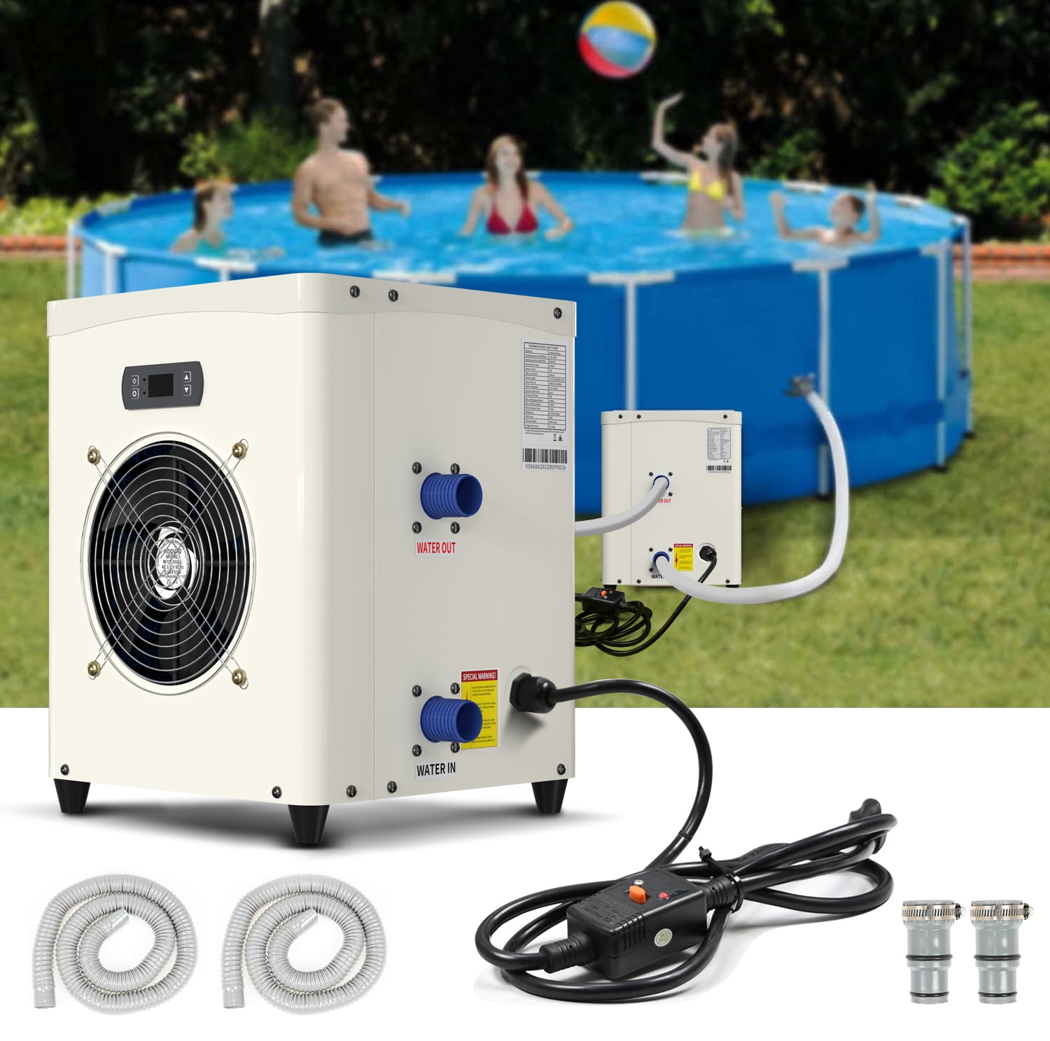 forråde Lappe Forstærke Slsy 14331 BTU Mini Swimming Pool Heat Pump for Above-Ground Pools,  Electric Pool Heater with Titanium Heat Exchanger, 110V 60Hz - Walmart.com