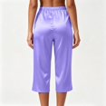 thumbnail image 6 of IMENGL Casual Cropped Pants for Women Soft Satin Pajamas Loungewear Sleep Elastic Waist Silky Bottoms Trousers Loose Women's Wide Leg Pant,M-XXXL, 6 of 6