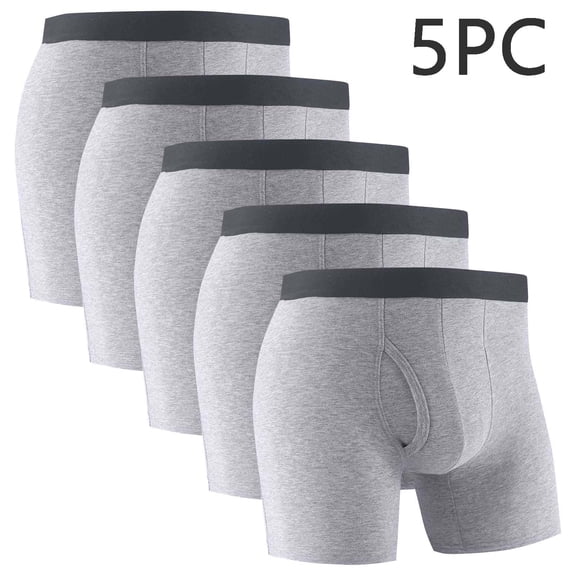 YSUEJPF 5 Pack Mens Boxer Briefs Pouch Support Open Fly Full Coverage Underwear Basic Solid Comfortable Stretchy Athletic Underpants