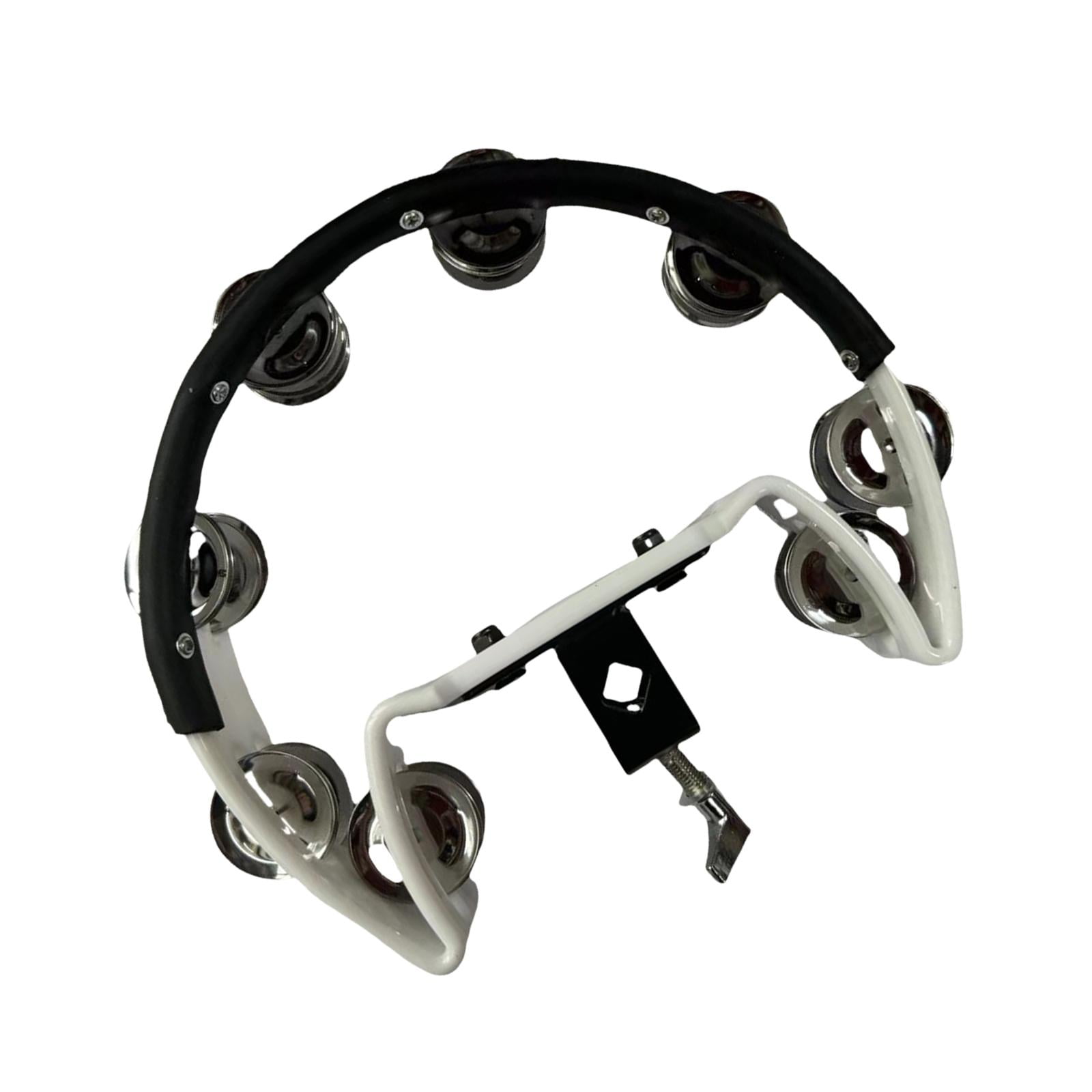 LeeQinersw Cymbal Hi Hat Tambourine Stainless Steel Shaker Stainless Steel Hand Bell Rattle white