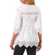 thumbnail image 3 of INSPIRAR CHIC Blusas de Encaje para Mujeres, Camisas Elegantes de Chifón de Primavera con Corte Hueco, Manga 3/4, Cuello en V, Blancas S, 3 of 6