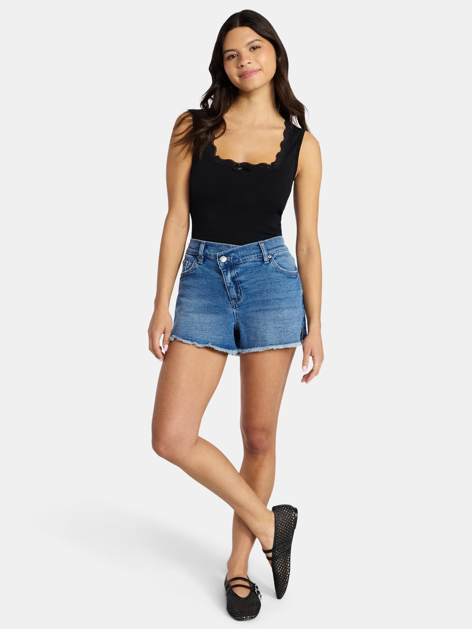 Madden NYC Women's X Waist Denim Shorts, Sizes XXS-XXL