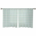 thumbnail image 2 of Blue Green Semi Sheer Curtains 54 Inch Length 2 Panels Set, Grid Checkered Plaid Gingham Lattice Trellis Sheer Kitchen Curtain Privacy Voile Window Curtain for Living Room Bedroom Rod Pocket Drapes, 2 of 7