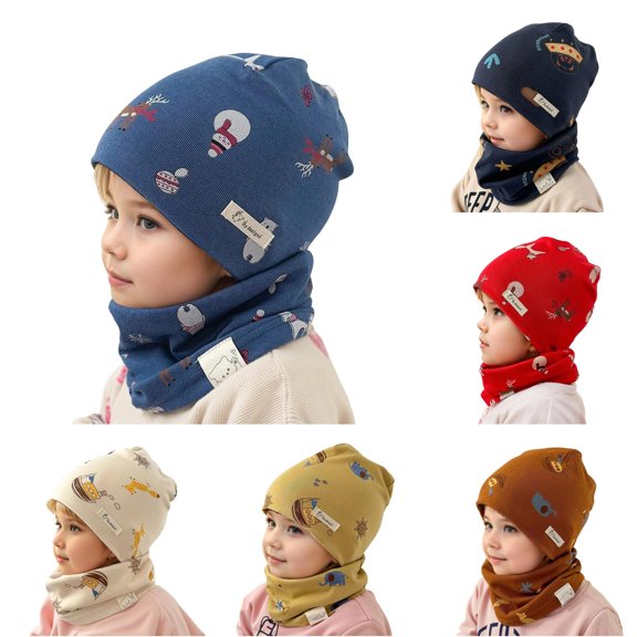 Oiyii Newborn Girl's Cheerful Beanies Holiday‑Animal‑Print Bomber Hats, Blue