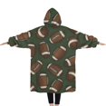 thumbnail image 2 of Oversized Wearable Blanket Hoodie,Football Pattern Sherpa Blanket Hoodie with Super Pockets,Super Warm Fuzzy Pullover for Women & Men, 2 of 6