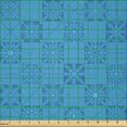 thumbnail image 2 of Ambesonne Winter Fabric by the Yard Microfiber, Geometric Striped Snowflakes, 3 Yards, Azure Blue Deep Sky Blue, 2 of 2
