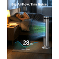 thumbnail image 4 of 35" Bladeless Tower Fan - Ultra-Quiet 28dB for Bedroom Sleep 25 ft/s High Velocity Cooling w/ Remote 64° Wide Oscillation, 12H Timer, 5 Speeds, 4 Modes LED Display Standing Floor Fan - Grey, 4 of 8