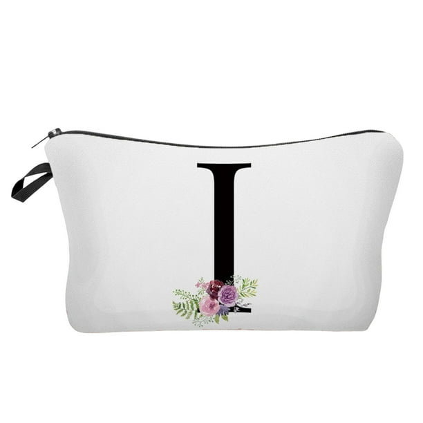 Regalos para las Mujeres Bolsa de Maquillaje de la Carta de la Flor, Bolsa de Maquillaje de la Carta, Bolsa de Maquillaje de la Primera Carta, Regalo de Cumpleaños de las Señoras, Amiga de la Madre, B