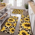 thumbnail image 2 of Beige Leopard Sunflower Pattern Kitchen Rugs Sets Of 3,Kitchen Runner Rugs Non Skid Washable,Decorative Kitchen Floor Mats for Kitchen,Sink,Laundry,17"x30"+ 17"x47" + 17"x59", 2 of 6