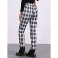 thumbnail image 3 of INSPIRE CHIC Women's Plaid Cropped Trousers Button Casual Tartan Check Work Pants M Black Beige, 3 of 6