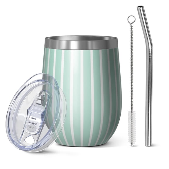 Modern 12oz Stainless Steel Insulated Wine Tumbler with Lid and Straw – Double Wall Vacuum Mug for Hot & Cold Drinks, 304 Steel Interior, Sweat-Free Design