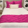 thumbnail image 2 of Bed Runner Set 100% Cotton 800 TC 3 Piece Pinch Pleated Bed Runner Set, Decorative Bed Scarf, 3 Pinch Pleated Bed Runner Set and 2 Pillow Shams (Cal King Size, Hot Pink), 2 of 4