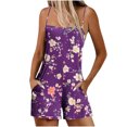 thumbnail image 1 of Combinaison Short à Jambes Larges pour Femmes, Sans Manches, à Bretelles, Imprimée, avec Poches, 1 of 8