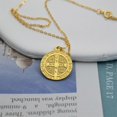 thumbnail image 1 of Gold Color Sterling Silver 925 San Benito Medal Round Pendant Necklace for Girls Women Lady Religious Saint Benedict Exorcism, 1 of 5