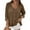 Brown -SF10, variant on Women's Linen Button Down T Shirts 3/4 Sleeve V Neck Tops Casual Summer Ladies Tees Roll Up Cotton Linen Shirt White 2XL