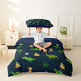 thumbnail image 2 of Homewish Cute Dinosaur Twin Duvet Cover,Green Palm Tree Twin Bedding,Navy Blue Reversible,2pcs,1 Duvet Cover and 1 Pillowcase, 2 of 6