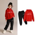 thumbnail image 3 of Teen Kids Toddler Sweatsuit,2PC Long Sleeve Red Pullover Hoodie Leggings Pants Fall Winter Clothes Tween Clothes 12-13 Years Cute&nbsp;Boys Girls&nbsp;Clothing, 3 of 6
