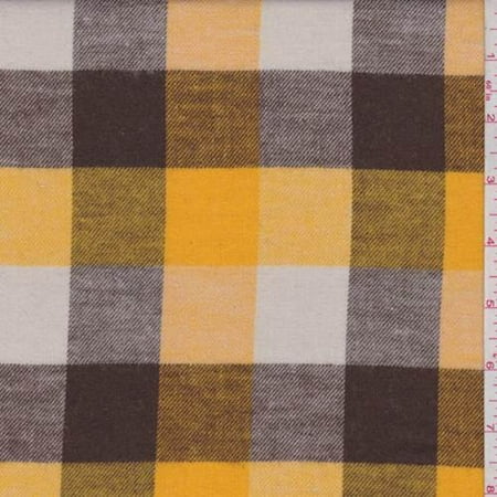 Buffalo Plaid Flannel - Gold/Brown/Ivory Buffalo Plaid Flannel, Fabric By the Yard