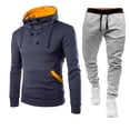 thumbnail image 2 of Mens Winter Coat Men's Fall And Winter Double Two Fashion Pieces With A Hooded Sweater And Casual Pants Suit, 2 of 3