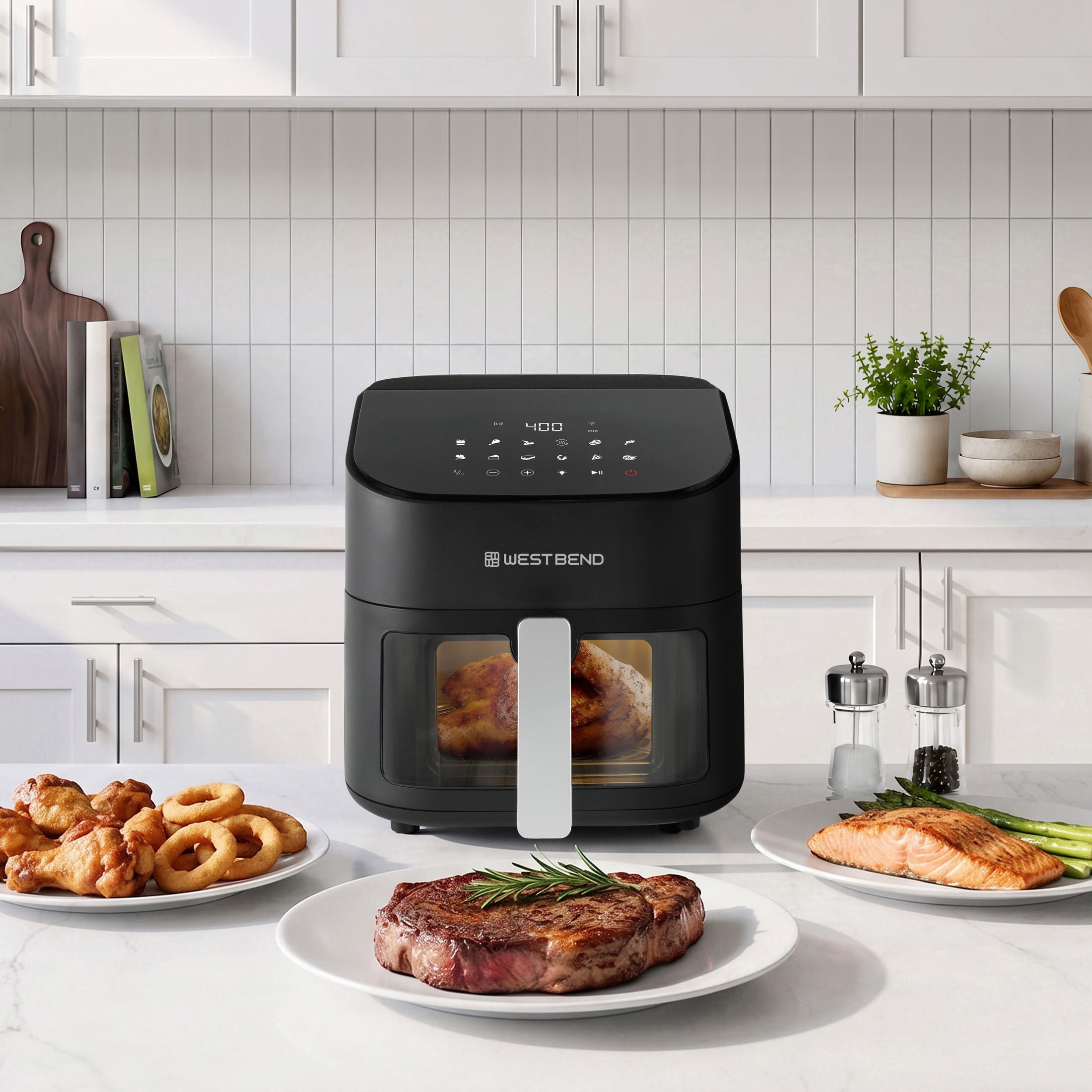 West Bend 7 Quart Digital Air Fryer, 12 Presets, Non-Stick Basket, Easy Cleanup, in Black (AFWB7DBK13)