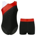thumbnail image 5 of iiniim Kids Girls Sleeveless Shiny Dance Leotard with Shorts 2-pieces Dancewear Gymnastics Outfit 6-16 Red 16, 5 of 7