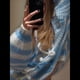 thumbnail image 5 of Suéter de Larga para Mujer, Otoño, Color Block, Cuello Redondo, Tejido, Tops Casuales de Moda. Azul L, 5 of 10