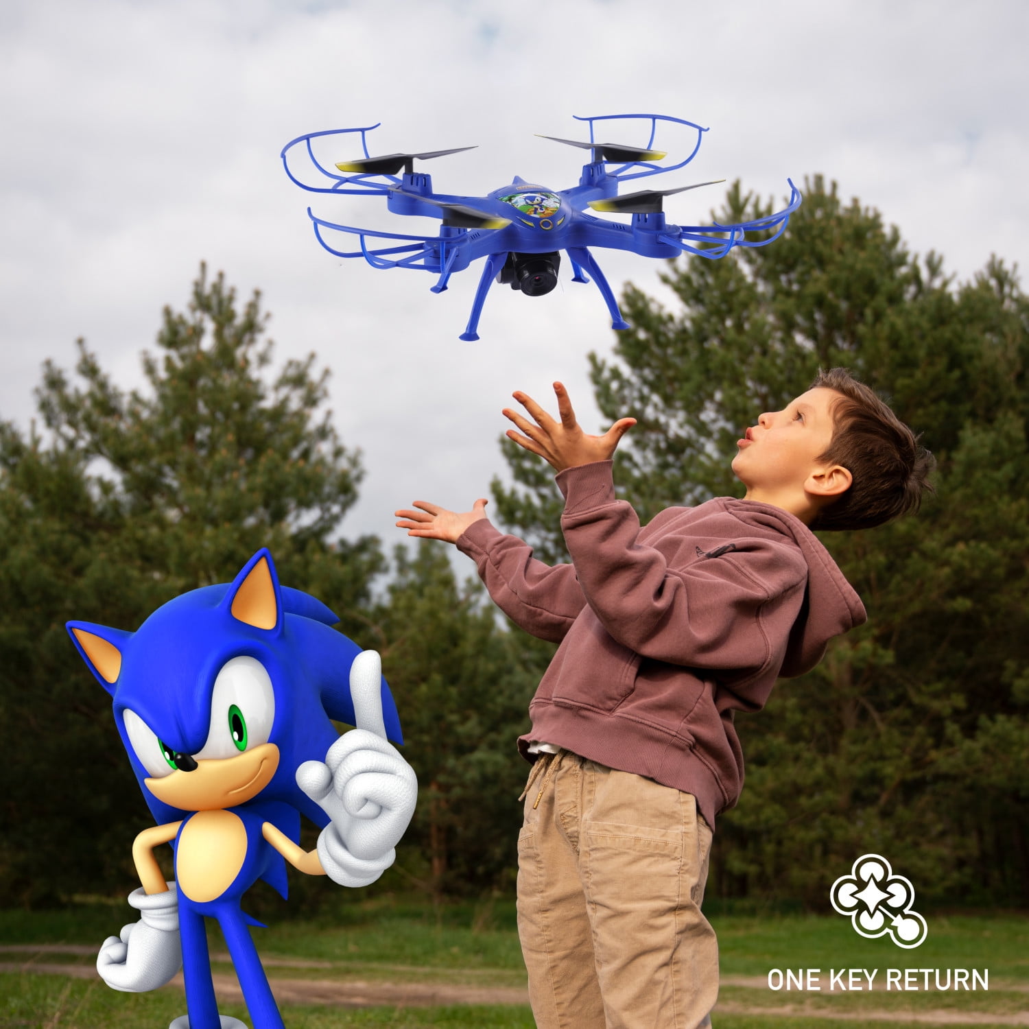 Sonic The Hedgehog Sky Racer Drone - Wi-Fi Camera, Kid's Toy Drone with 10 Min Flight, Auto Hover, and Remote Controller Included