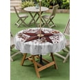 thumbnail image 4 of Outdoor Tablecloths with Umbrella Hole & Zipper, Texas Star Retro Round Tablecloths 60 Inch, Vintage Red Wooden Berry Waterproof Table Cloth, Patio/Pool/Picnic Table Covers, 4 of 8