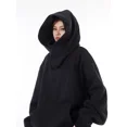 thumbnail image 3 of Sudaderas con capucha de cuello alto Ninja para hombres, sudaderas de lana Vintage Y2K, ropa de calle japonesa de Hip Hop, Sudadera con capucha de gran tamaño, Color sólido, otoño, 3 of 3