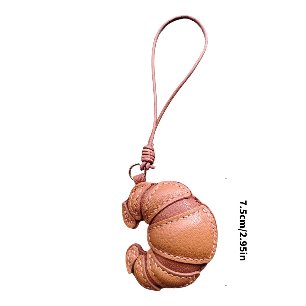 WINDLAND Elegant Croissant Shaped Bag Charm Stylish Food Pendant Key Ring Handmade Keychain Accessory for Trendsetters