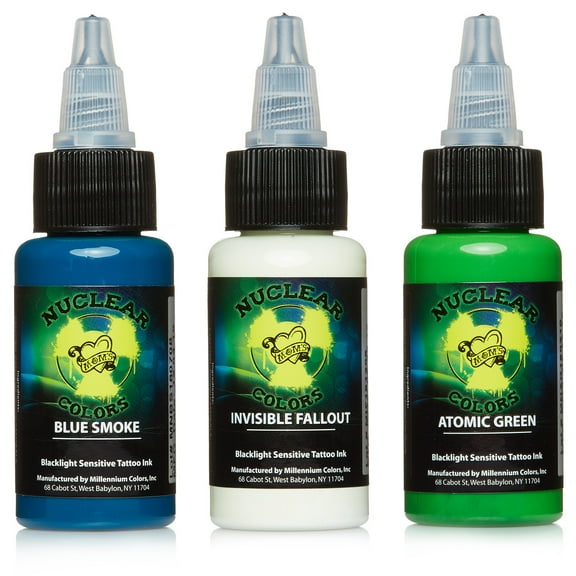 Millennium Mom's Nuclear UV Blacklight Tattoo Ink - 3 Multicolor Set C - 1/2 oz
