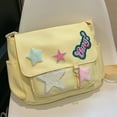 thumbnail image 4 of Yucurem Women Cute Messenger Bag Star Letter Applique Canvas For Teens Students (Yellow) Fashion shoulder bag (Yellow), 4 of 10