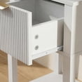 thumbnail image 5 of Fluted Wood Nightstand with Drawer, Small 12" Shallow Depth Bedside Table, Modern Farmhouse Compact End Table, 15" W x 12" D x 23" H, White, 5 of 8