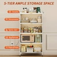 thumbnail image 3 of 5-Tier Kitchen Pantry Storage Cabinet with Flip-up Doors, Metal Freestanding Cabinet with 4 Rooling Wheels, Bakers Rack with Storage Cabinet for Dining Study Kitchen Living Room (White), 3 of 6