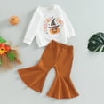 thumbnail image 2 of Douhoow Toddler Girl Halloween Pumpkin Outfit Long Sleeve Sweatshirt Tops Flared Pants 2Pcs Clothes Set 0-4 Years, 2 of 8