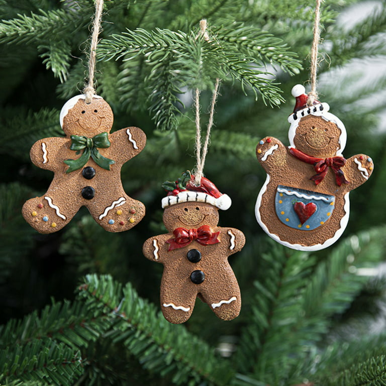 1 Pack Christmas Gingerbread Ornament for Tree, Tree Hanging Ornaments  Decorations, Ginger Man with Strings Figurine for Xmas Holidays