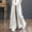 T Beige, variant on Adeawade Womens Trousers Summer High Waisted Cotton Linen Palazzo Pants Wide Leg Long Pant Trousers With Pocket Casual Trousers L White