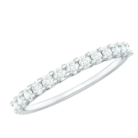Rosec Jewels Certified Moissanite Half Eternity Ring for Women - D-VS1 Grade, 925 Sterling Silver, US 4.00
