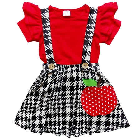 So Sydney Toddler & Girls Apple Unicorn Back to School Collection Skirt Set, Dress Or Outfit