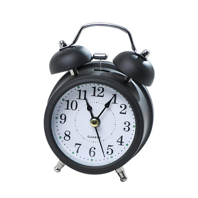 GROWTH TANK Alarm Clock Classic Old Fashioned Analog Clock for Heavy Sleepers Desk Table Black