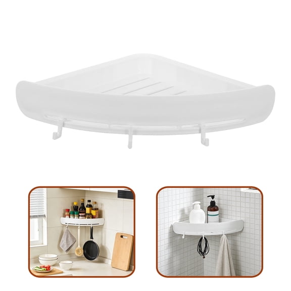 UPOUART White Punch-Free Toilet Tripod Shelf for Bathroom Storage Organizer with Shower Gel Holder