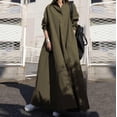 thumbnail image 2 of Autumn and winter new long sleeve big swing solid color cotton linen vintage casual loose dress women, 2 of 3