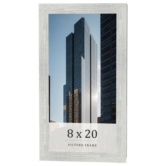 8x20 Frame White Real Wood Picture Frame Width 1.5 inches | Interior Frame Depth 0.5 inches | Barn