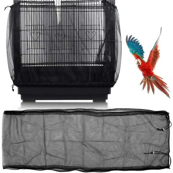 Bird Cage Cover Adjustable Bird Cage Seed Catcher Birdcage Nylon Mesh Net Seed Feather Catcher Bi