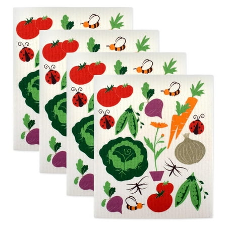 

KYTVOLON Swedish Dishcloth Cleaning Collection 7.75 x 6.75 Veggies 4 Piece