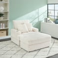 thumbnail image 2 of Upholstered Armchair with  Ottoman , Sleeper Chair ,Corduroy Chaise Longue Chair , Comfy Deep Seat Oversized Chaise Lounge Indoor with cup holder, 2 of 12