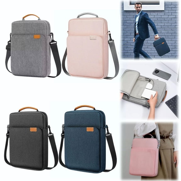 SeekLGT 14 x 10 in Laptop Bag Shoulder Case with Padded Storage for Tablet and Computer, Business Messenger Bag and Crossbody Handbag for Men and Women, Black, 1-Count