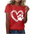 thumbnail image 4 of Pisexur Hauts pour Femmes T-Shirt Graphique de la Saint-Valentin - Col Rond Manches Courtes Imprimé Rouge,G, 4 of 5